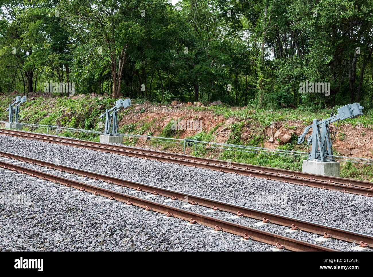 Nouvel outil de commande de changement de la direction du chemin de fer dans les stations rurales. Banque D'Images