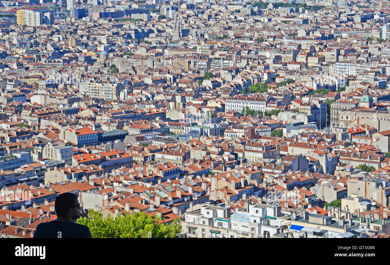 Vue aérienne sur le centre-ville de Marseille Banque D'Images