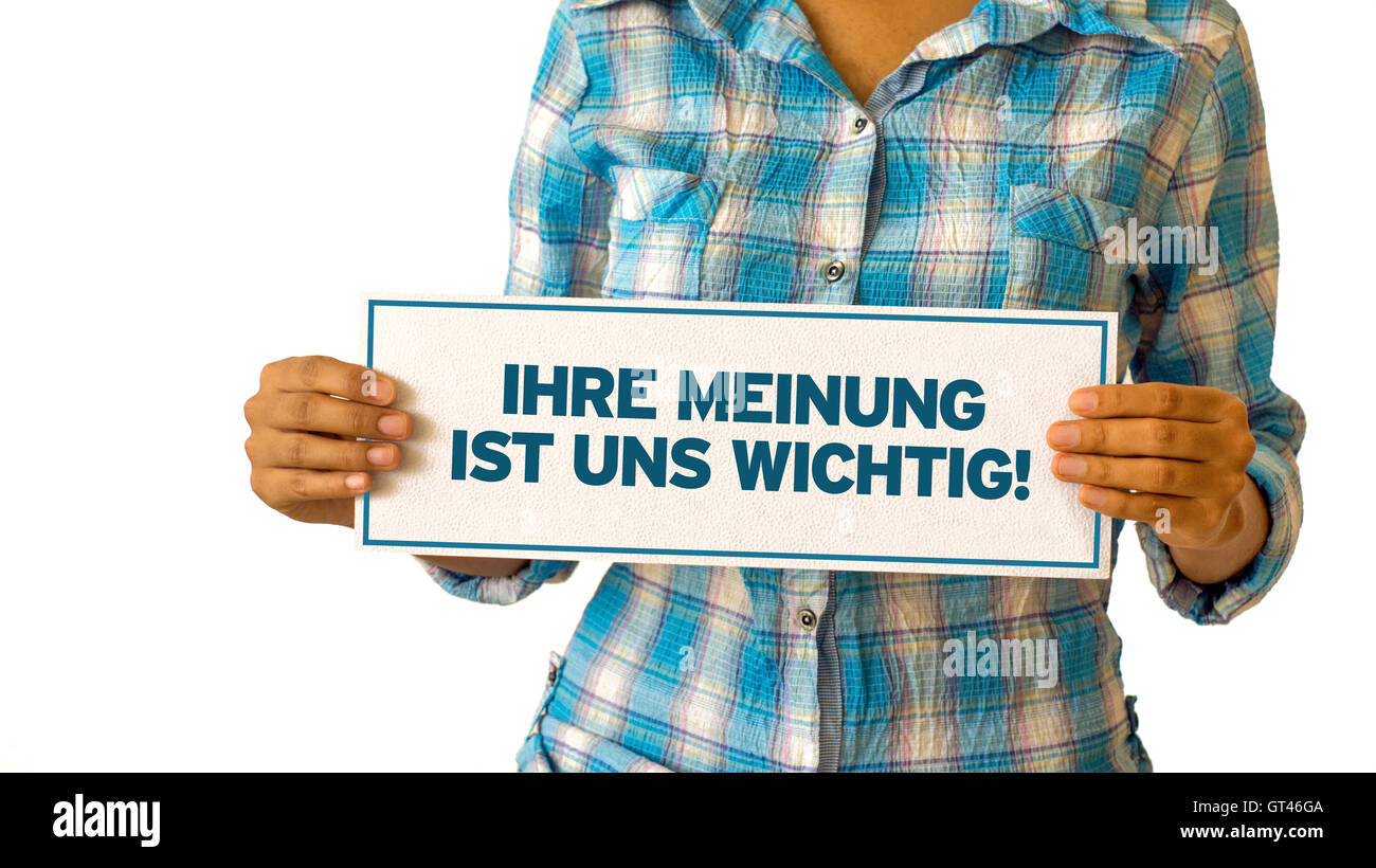 Votre opinion est importante (en allemand) Banque D'Images
