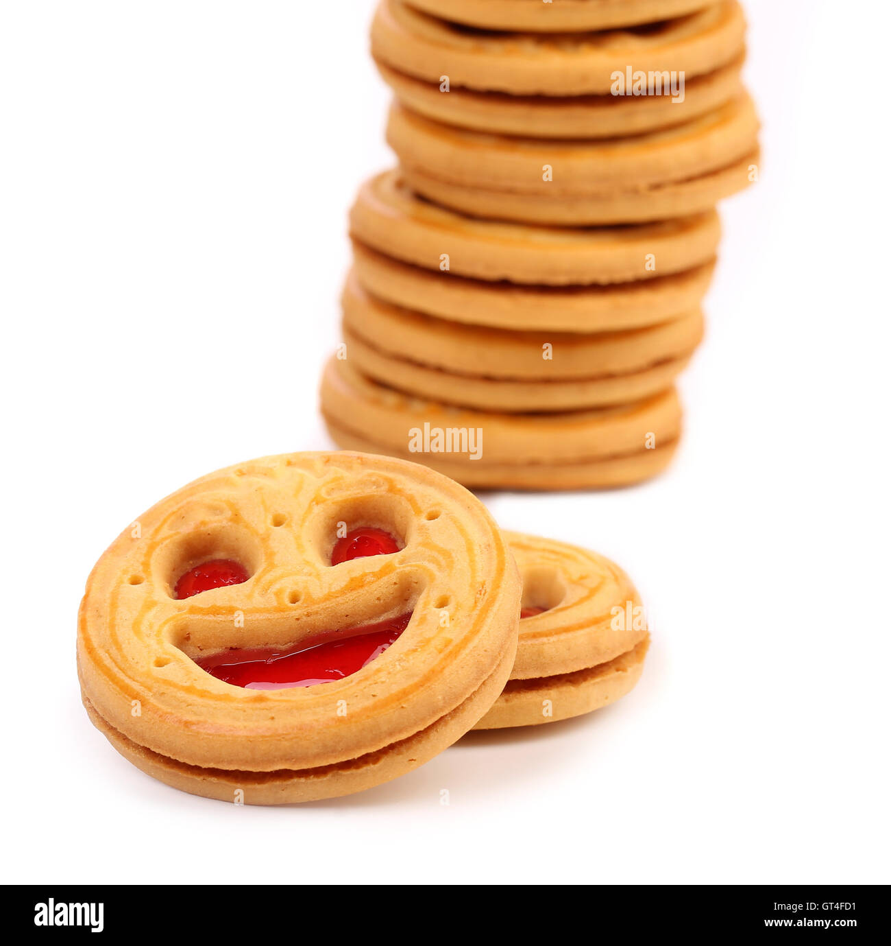 Pile de biscuits sourire. Close up. Banque D'Images