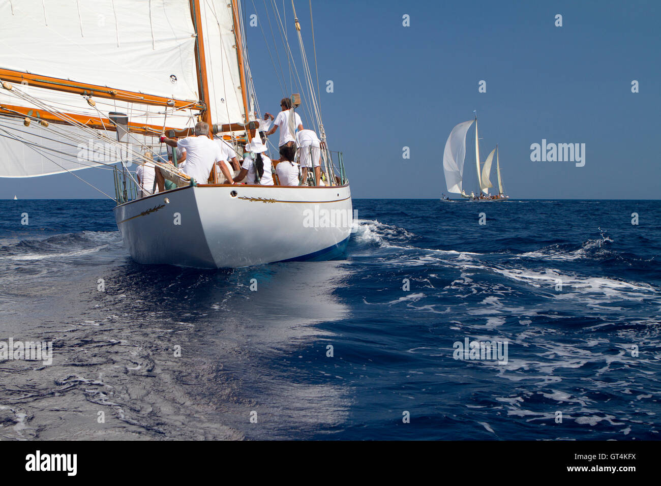 Imperia, Italie. Le 8 septembre 2016. Yachts à voile lors de Vele d'Epoca, un yacht vintage concours organisé tous les deux ans à Imperia. Banque D'Images