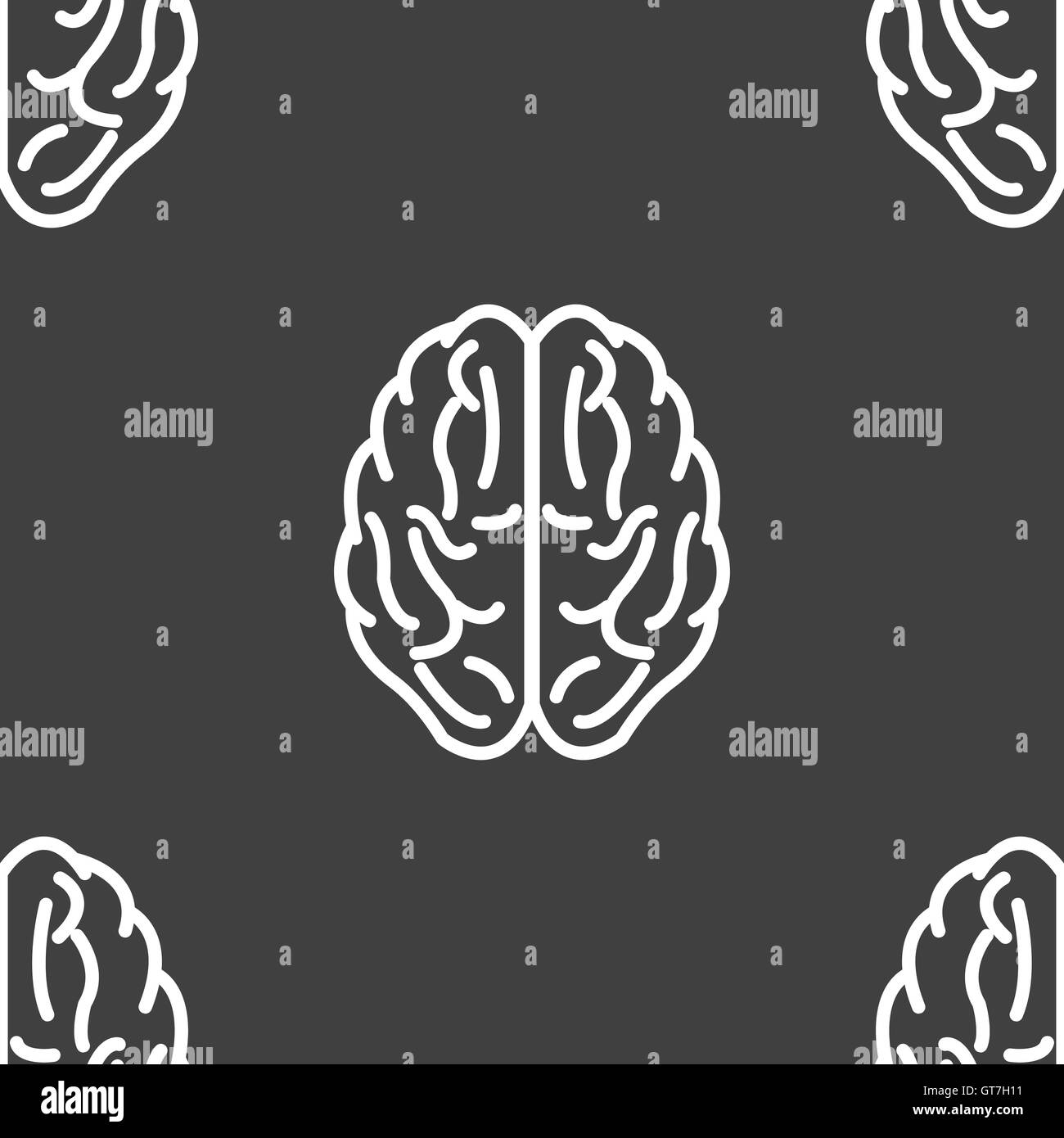 Signe du cerveau. Motif transparente sur un fond gris. Vector Illustration de Vecteur