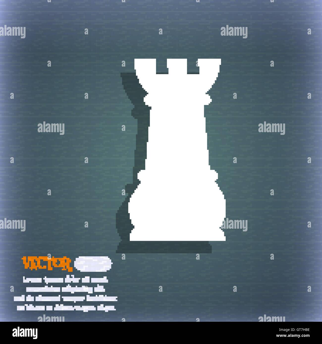 L'icône de tour d'échecs. Sur le fond bleu-vert de l'ombre et de l'espace pour votre texte. Vector Illustration de Vecteur