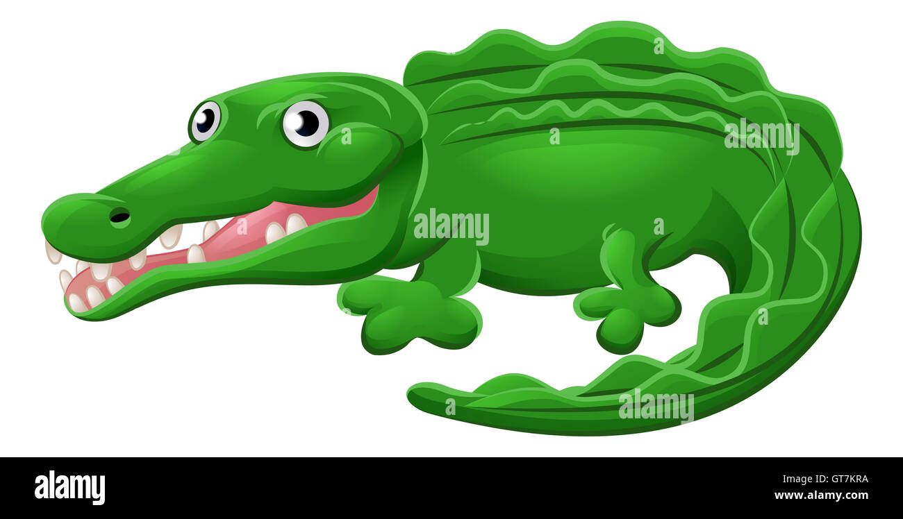 Un mignon crocodile ou alligator Animal cartoon character mascot Banque D'Images