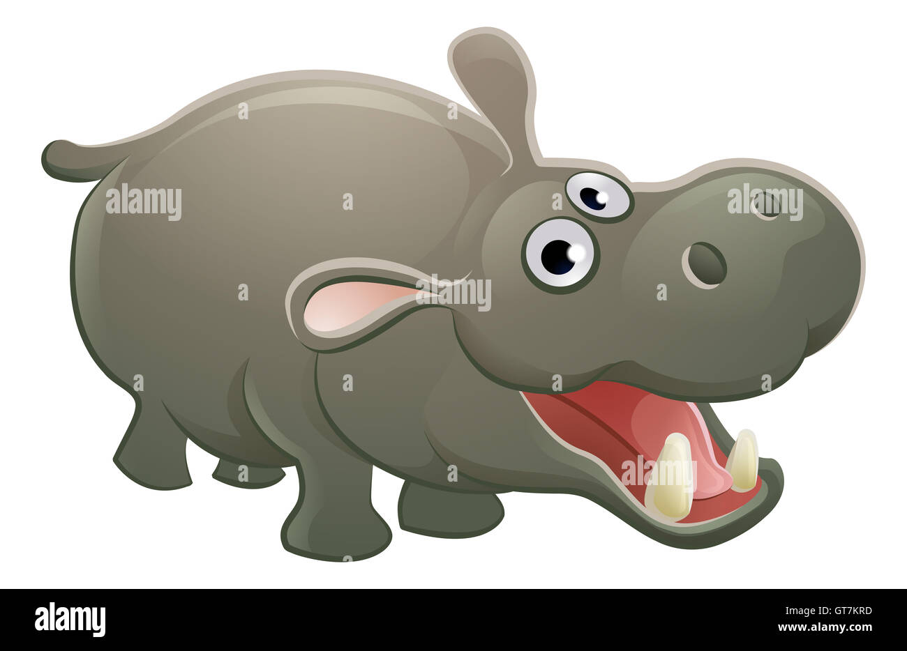 Un hippopotame hippo animal cute cartoon character mascot Banque D'Images
