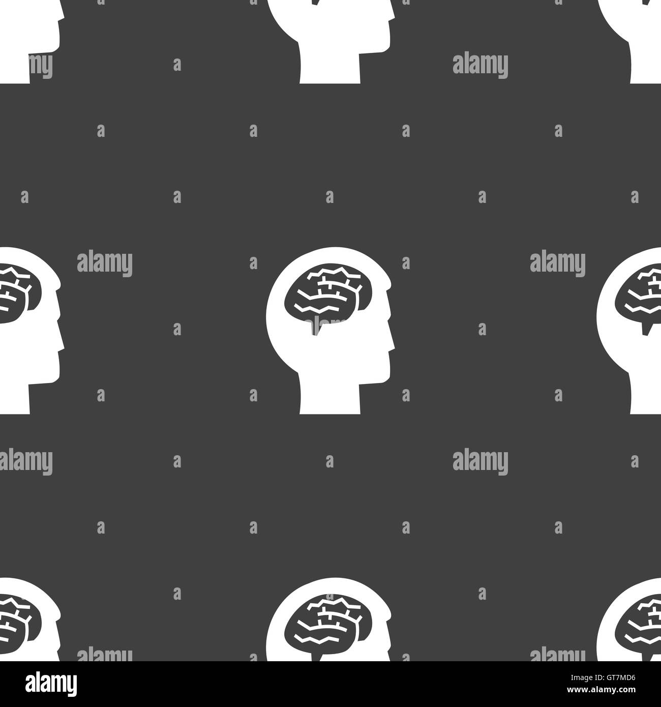 Signe du cerveau. Motif transparente sur un fond gris. Vector Illustration de Vecteur