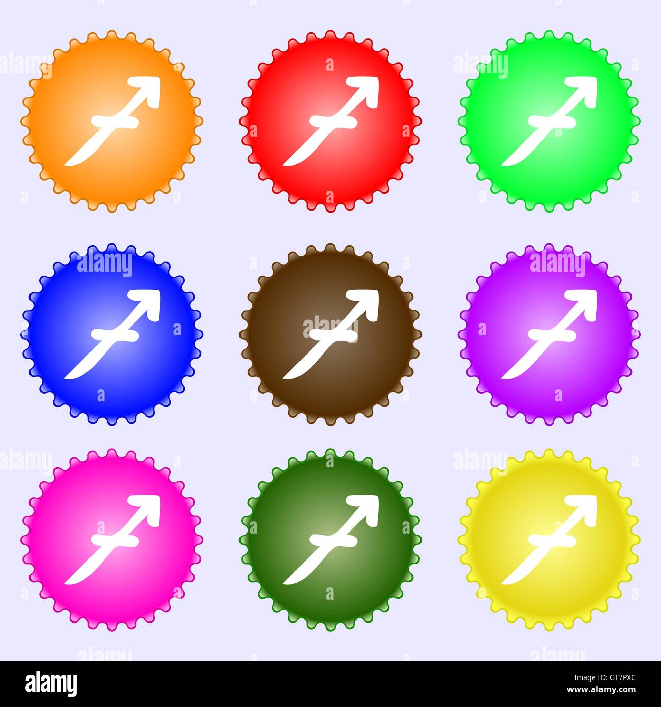 Icône Sagittaire signe. Grand jeu de colorful, diversifiée et de grande qualité boutons. Vector Illustration de Vecteur