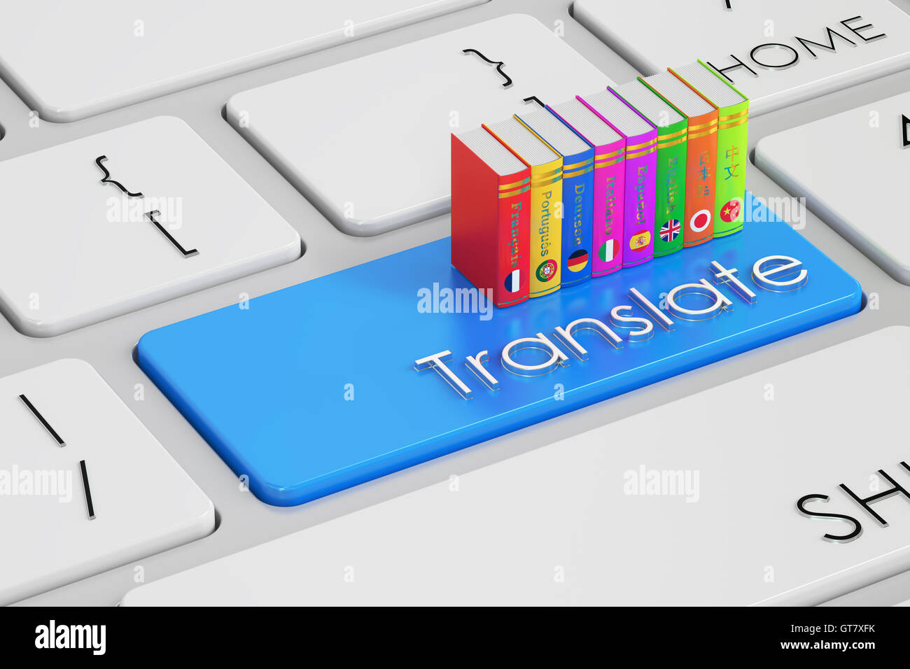 Translate notion sur clavier, rendu 3D Banque D'Images