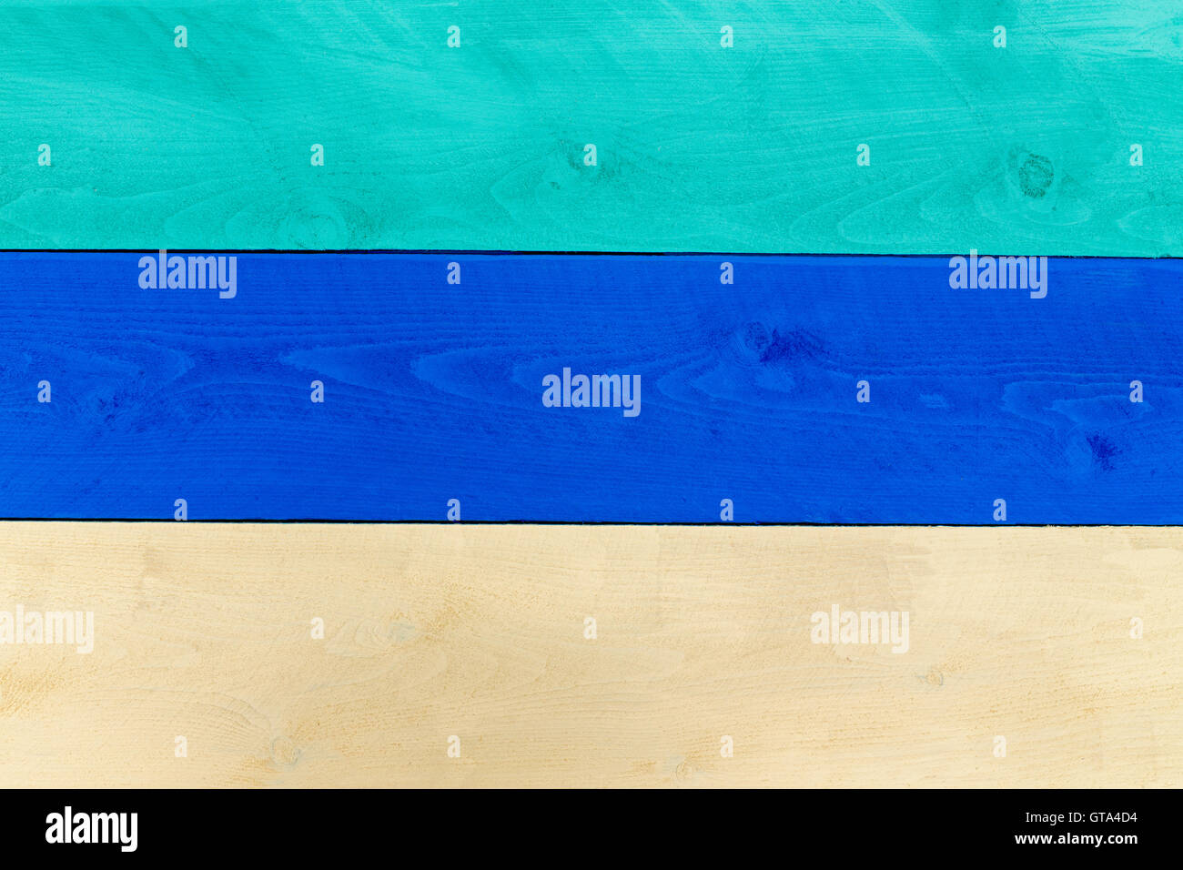 Historique composé de planches en bois en vert, bleu et crème et placées côte à côte Banque D'Images