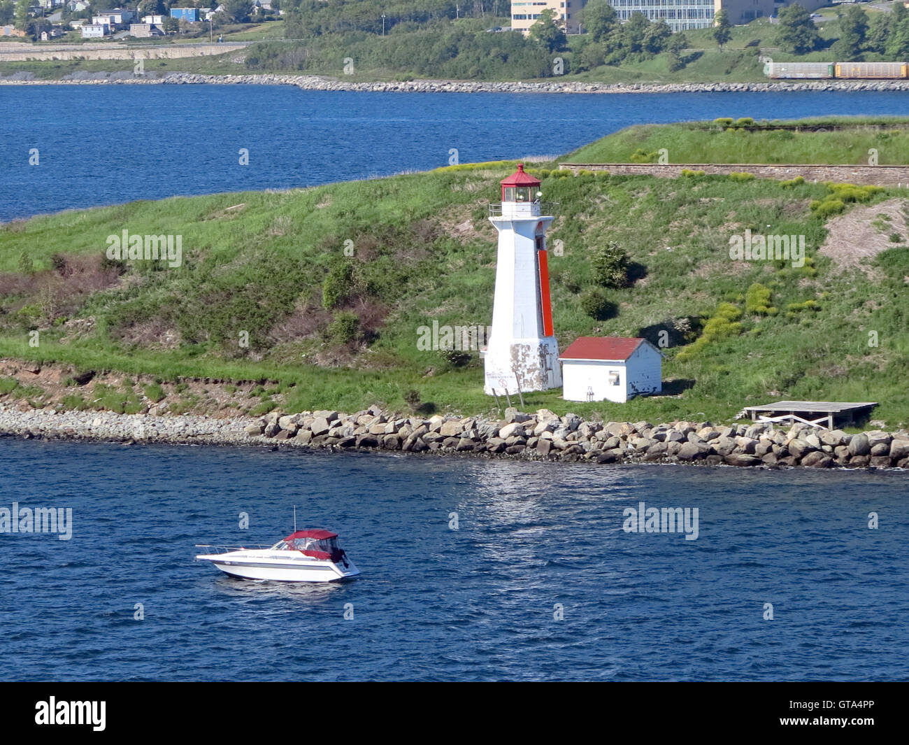 Le phare sur l'île Georges, Halifax, Nouvelle-Écosse, Canada Banque D'Images