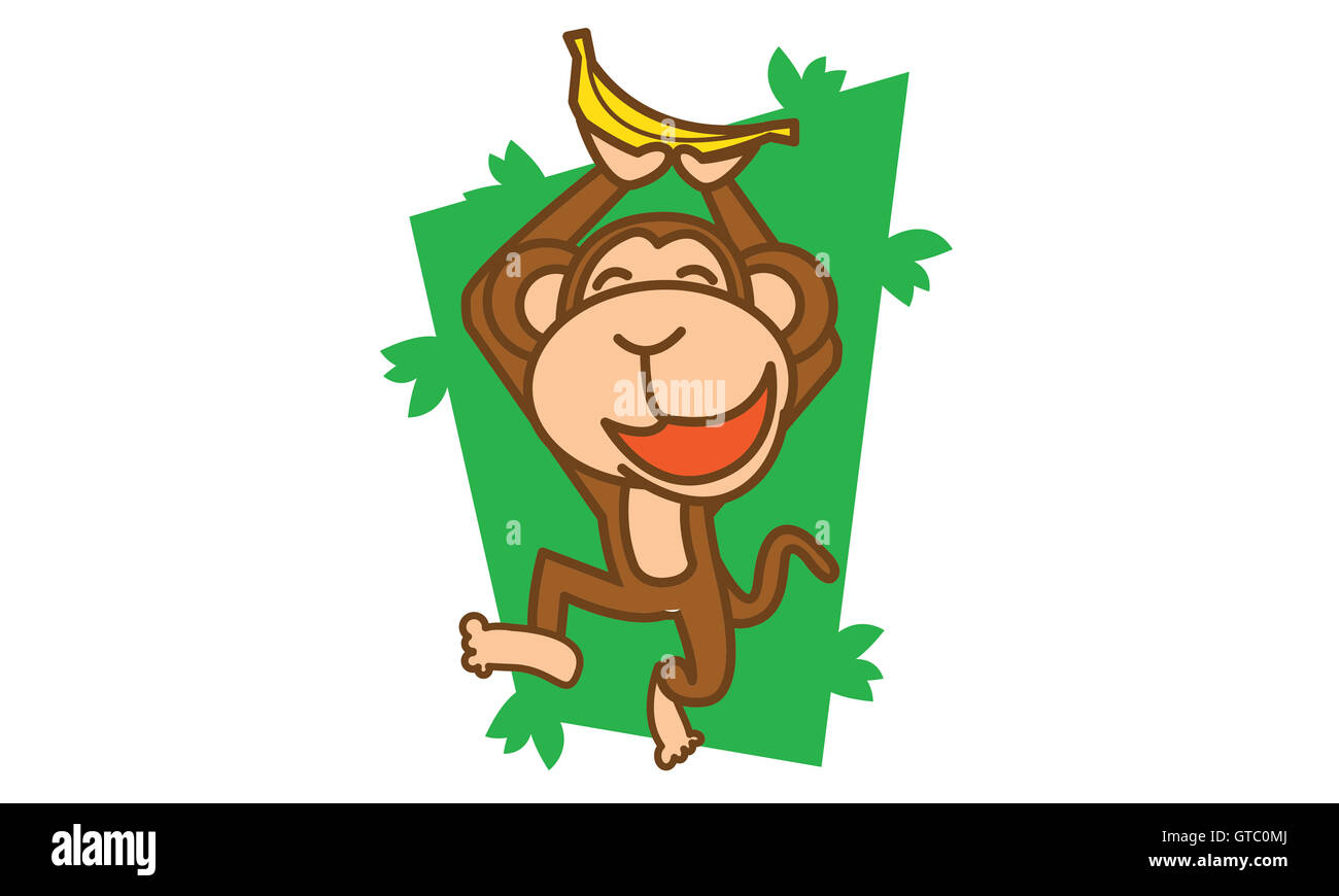 Monkey heureux d'art vectoriel Banque D'Images