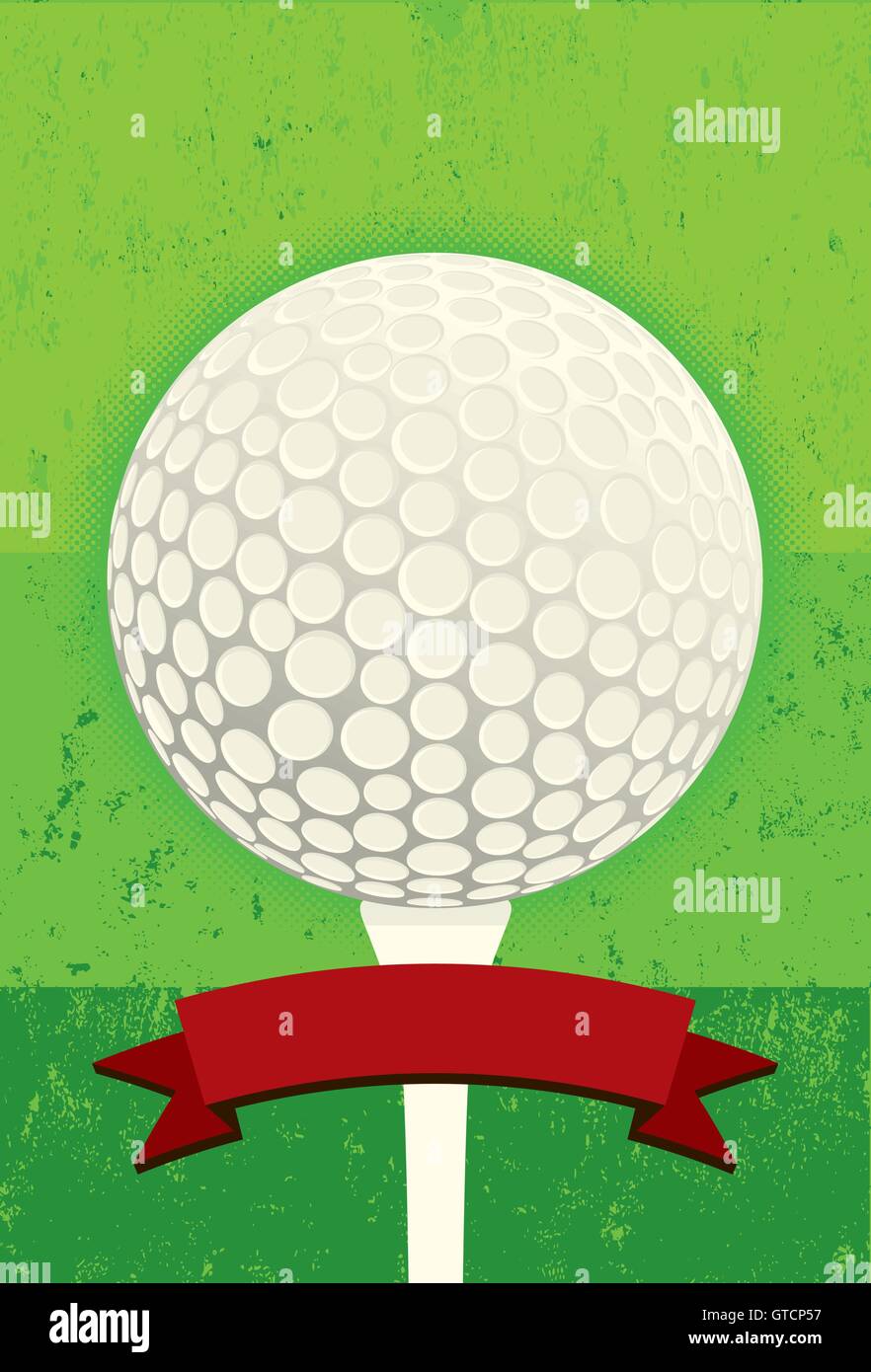 Balle de Golf sur tee. Une balle de golf sur un raccord en t sur un fond texturé. Illustration de Vecteur