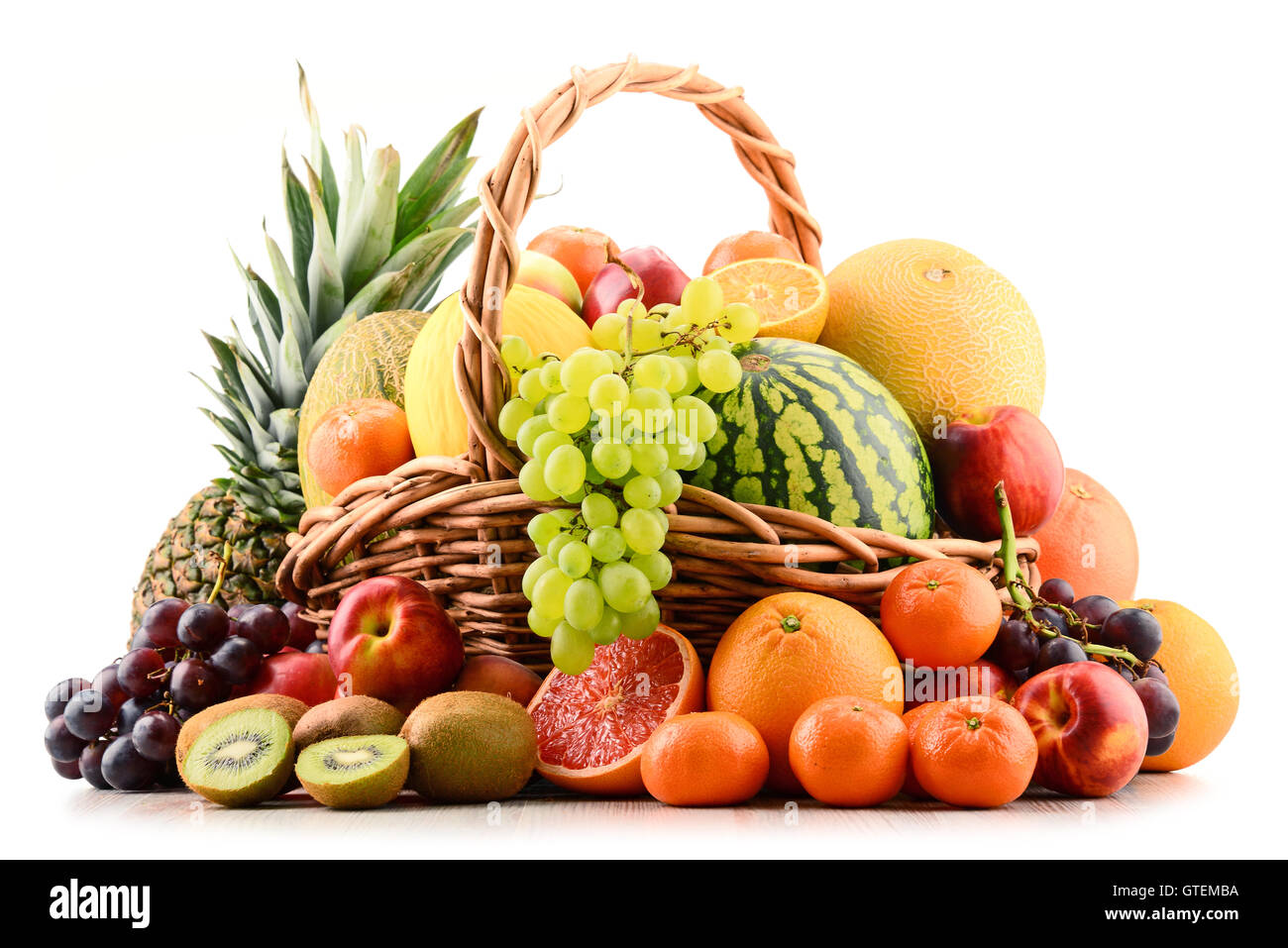 La composition avec un assortiment de fruits. Alimentation équilibrée Banque D'Images
