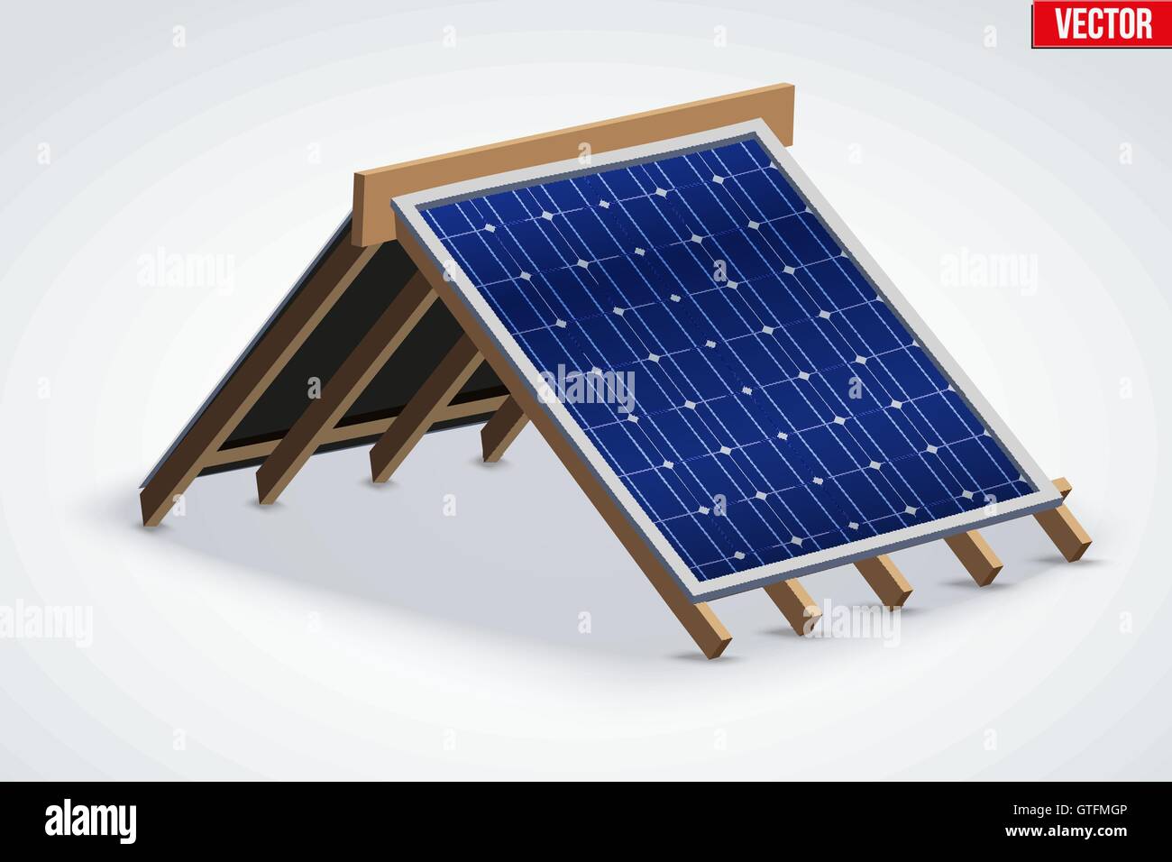 Toit avec l'icône du Panneau Solaire Illustration de Vecteur