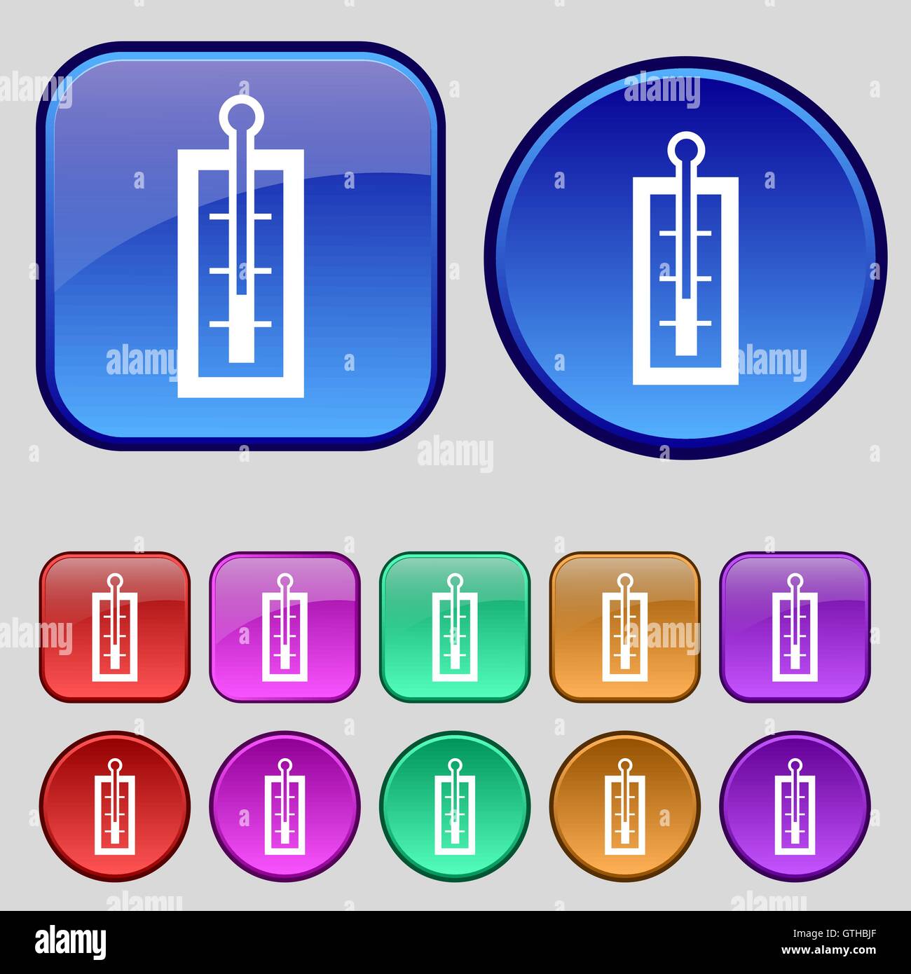 Icône thermomètre signe. Une série de douze boutons vintage pour votre conception. Vector Illustration de Vecteur