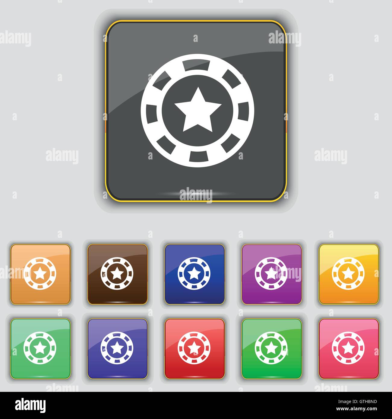 L'icône Casino signe. Set avec 11 boutons de couleur pour votre site. Vector Illustration de Vecteur