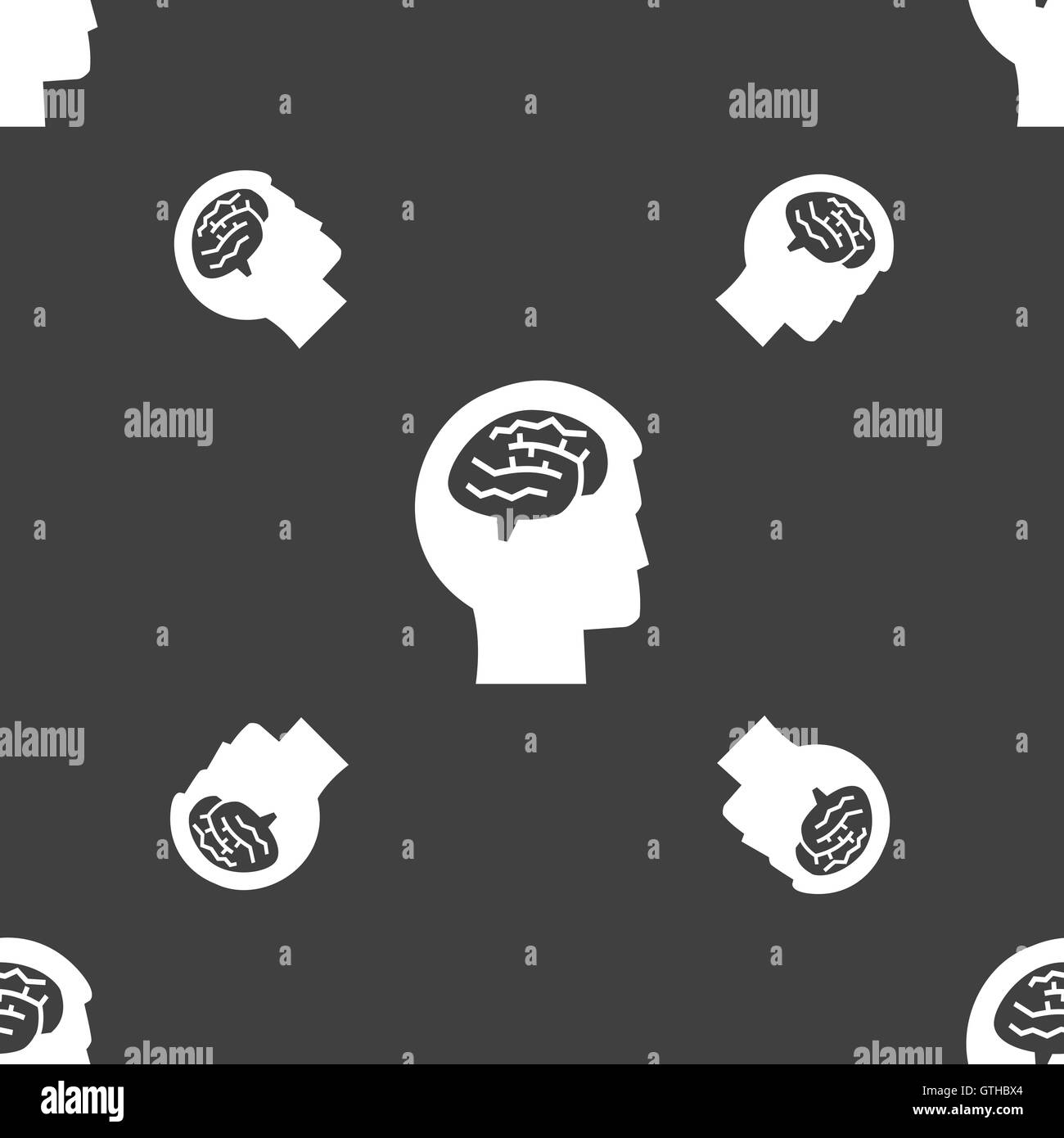 Signe du cerveau. Motif transparente sur un fond gris. Vector Illustration de Vecteur