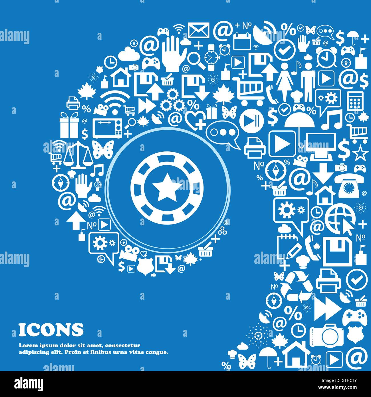 L'icône de casino . Bel ensemble de belles icônes spirale torsadée dans le centre d'une grande icône. Vector Illustration de Vecteur