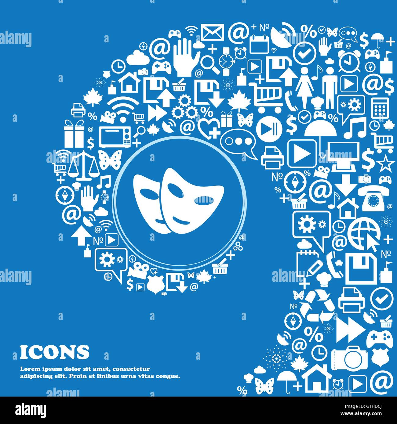 L'icône de masque . Bel ensemble de belles icônes spirale torsadée dans le centre d'une grande icône. Vector Illustration de Vecteur