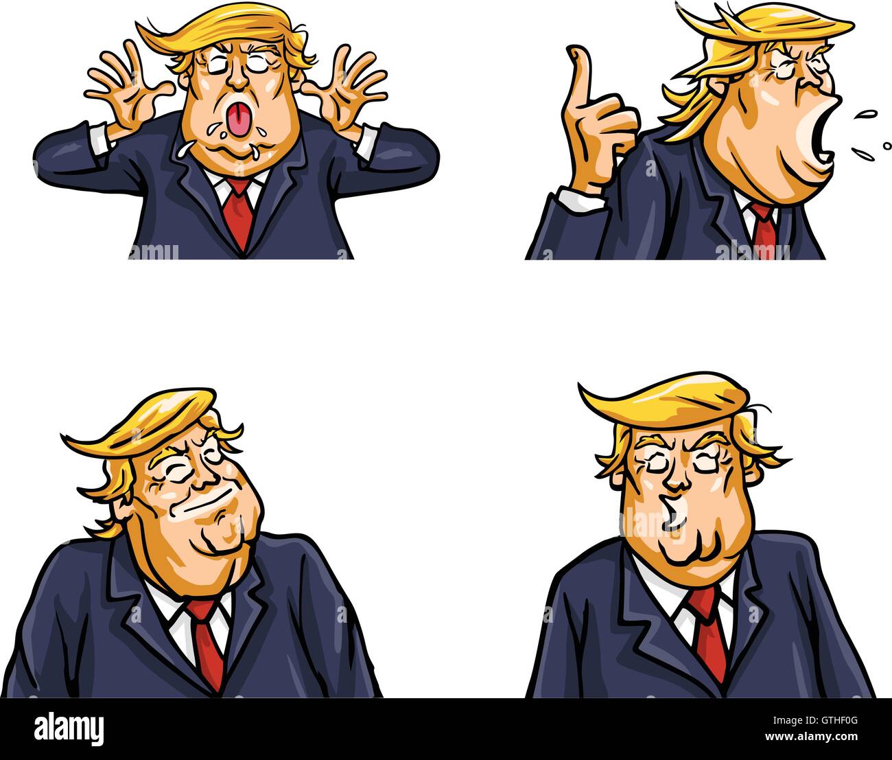 Donald Trump Expressions Visage Pack Set vector Illustration Illustration de Vecteur
