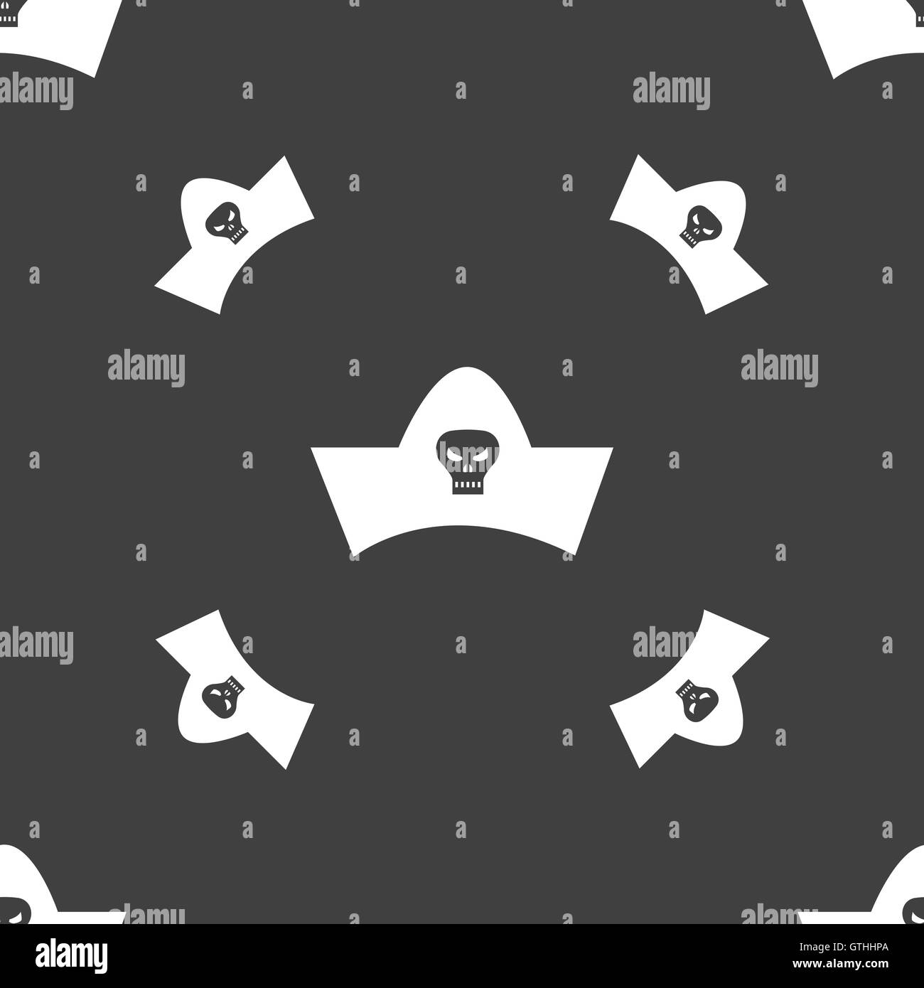 Chapeau de pirate noir avec tête de mort signe l'icône. Motif transparente sur un fond gris. Vector Illustration de Vecteur Chapeau de pirate noir avec tête de mort signe l'icône. Motif transparente sur un fond gris. Vector Illustration de Vecteur