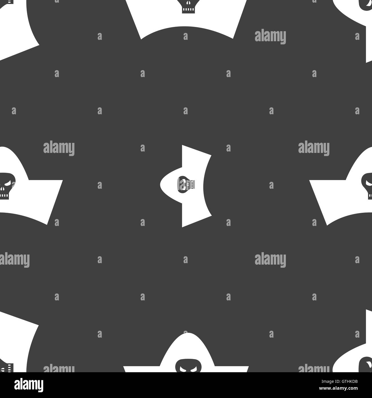 Chapeau de pirate noir avec tête de mort signe l'icône. Motif transparente sur un fond gris. Vector Illustration de Vecteur Chapeau de pirate noir avec tête de mort signe l'icône. Motif transparente sur un fond gris. Vector Illustration de Vecteur