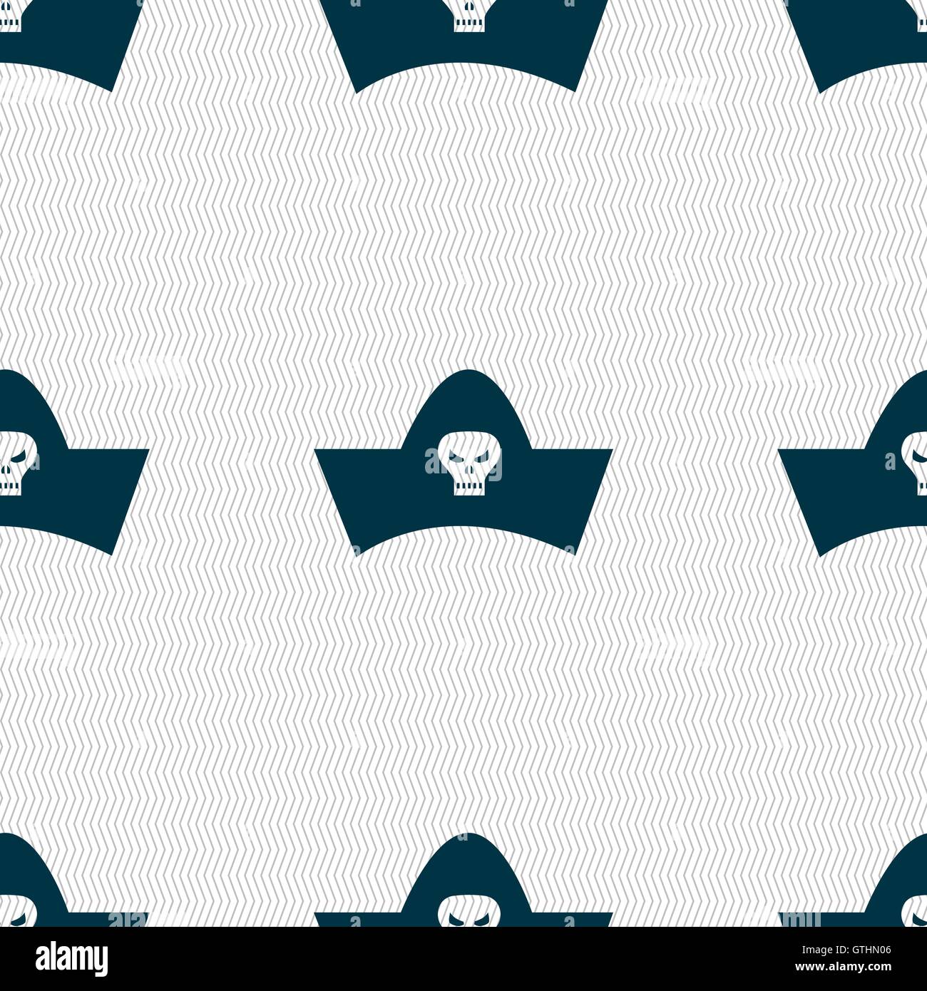 Chapeau de pirate noir avec tête de mort signe l'icône. Motif géométrique transparente avec la texture. Vector Illustration de Vecteur Chapeau de pirate noir avec tête de mort signe l'icône. Motif géométrique transparente avec la texture. Vector Illustration de Vecteur