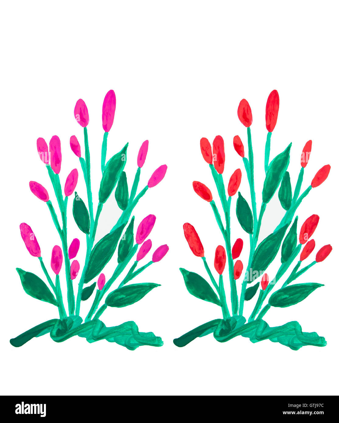 Fleurs de couleur à l'aquarelle, peinte, isolé Banque D'Images Fleurs de couleur à l'aquarelle, peinte, isolé Banque D'Images