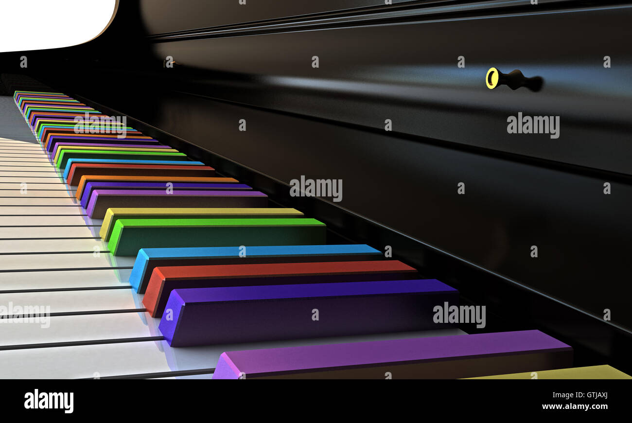Avec les touches de piano arc-en-ciel Photo Stock - Alamy