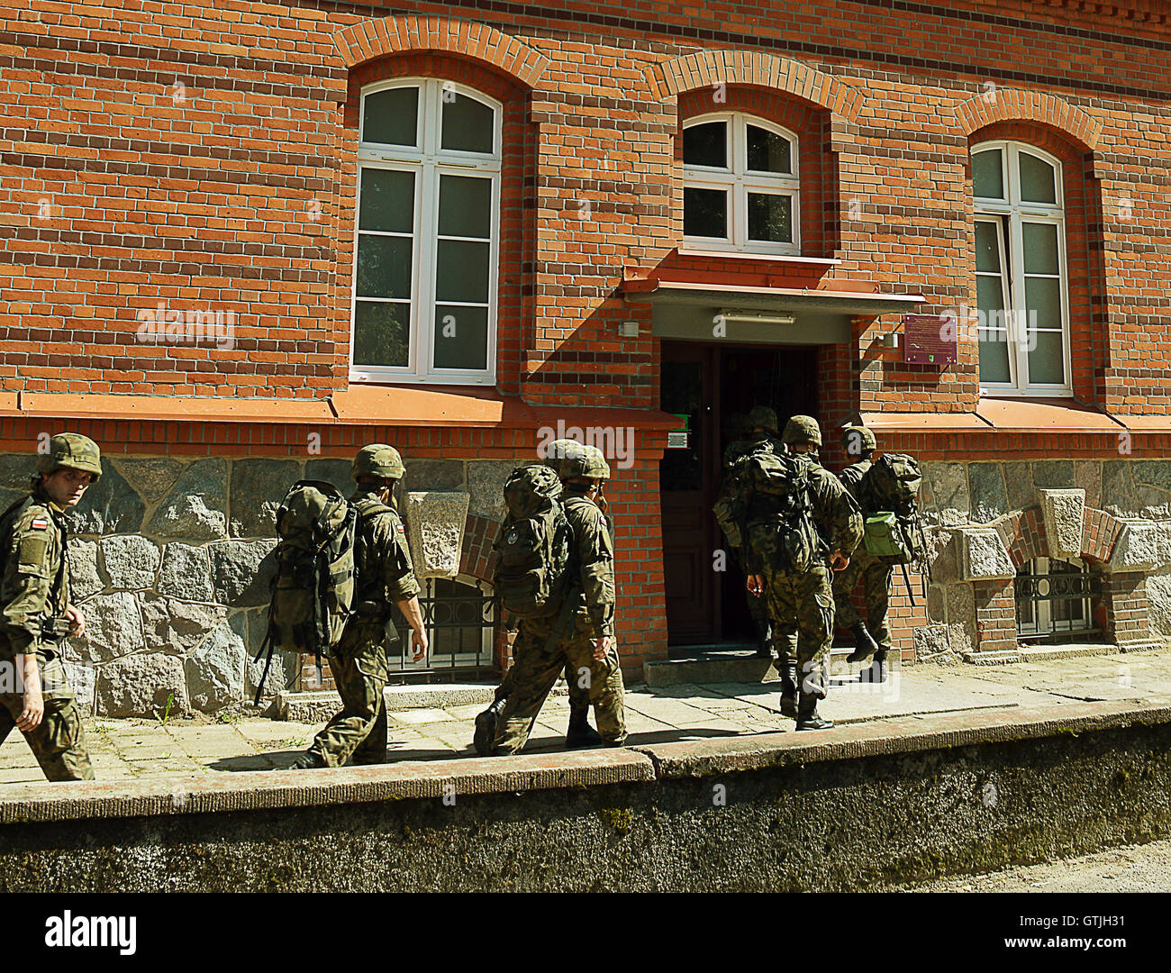 Dans l'infanterie polonaise ancienne caserne de Prusse Orientale Banque D'Images