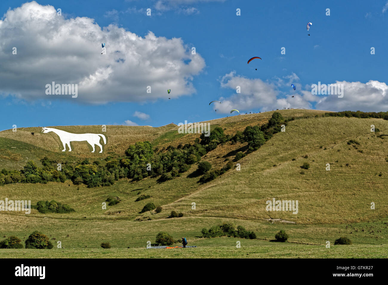 White Horse at Westbury avec ailes volantes Banque D'Images