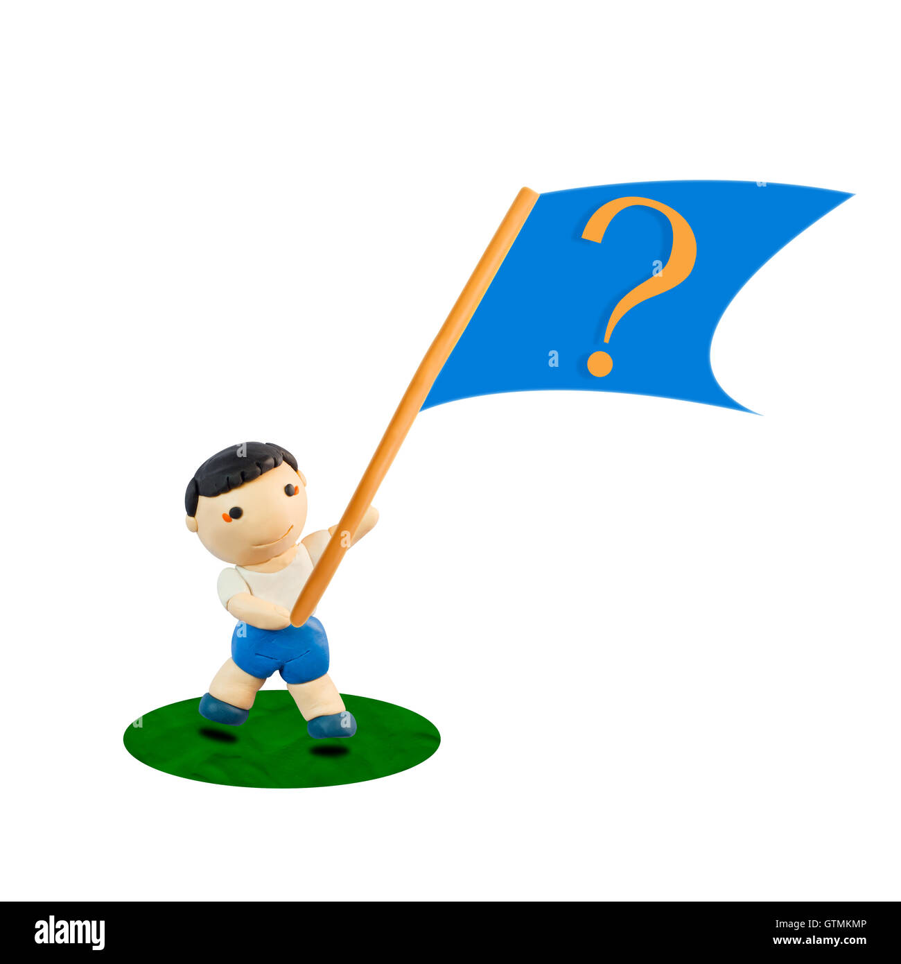 Question de Plasticine Drapeau sur la main d'enfant Banque D'Images