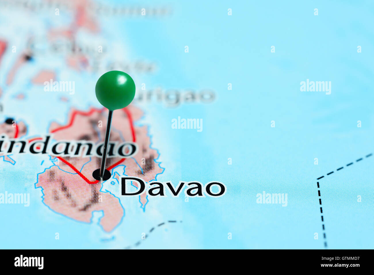 Davao coincé sur une carte de Philippines Banque D'Images