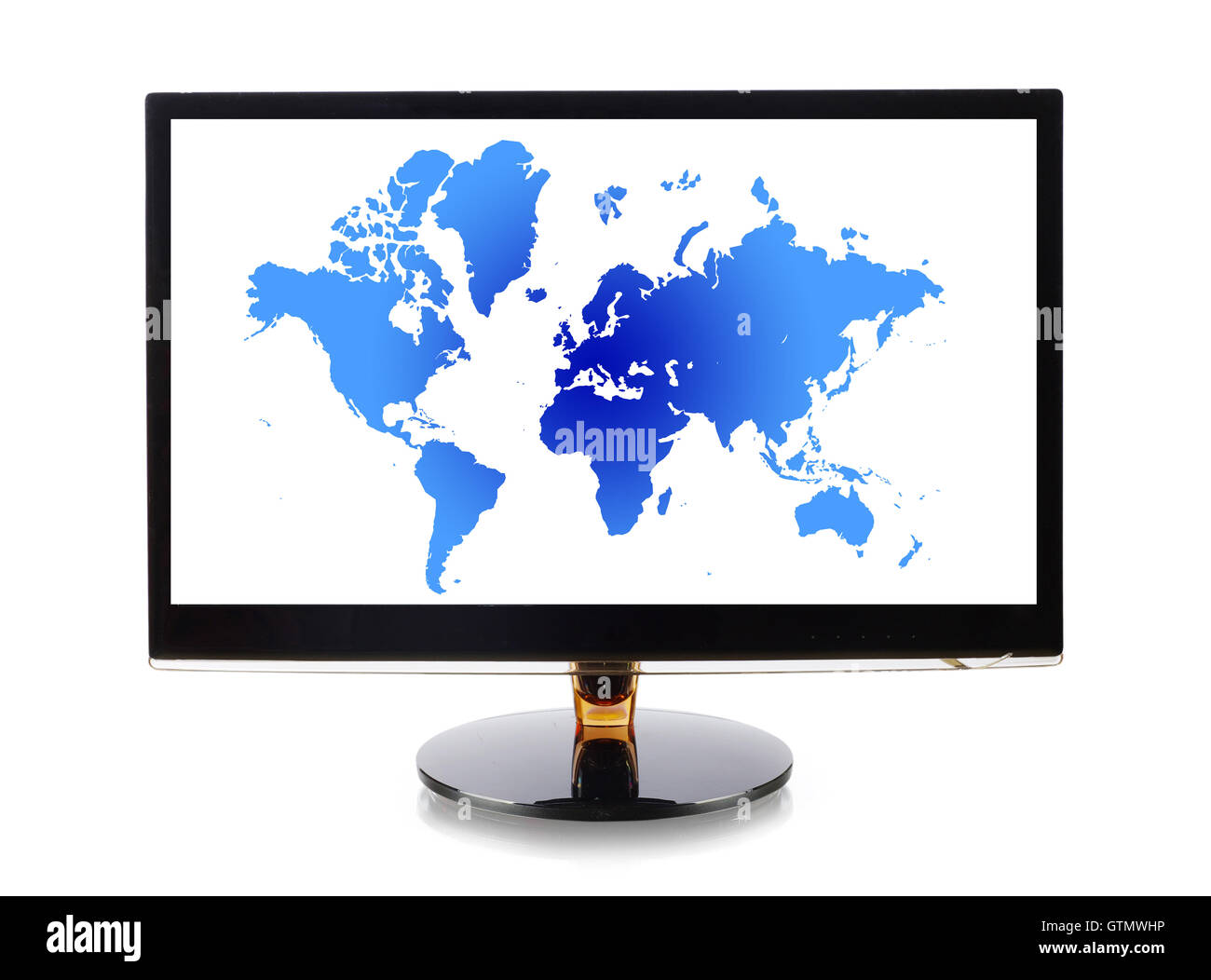 Carte du monde dans Monitor Banque D'Images
