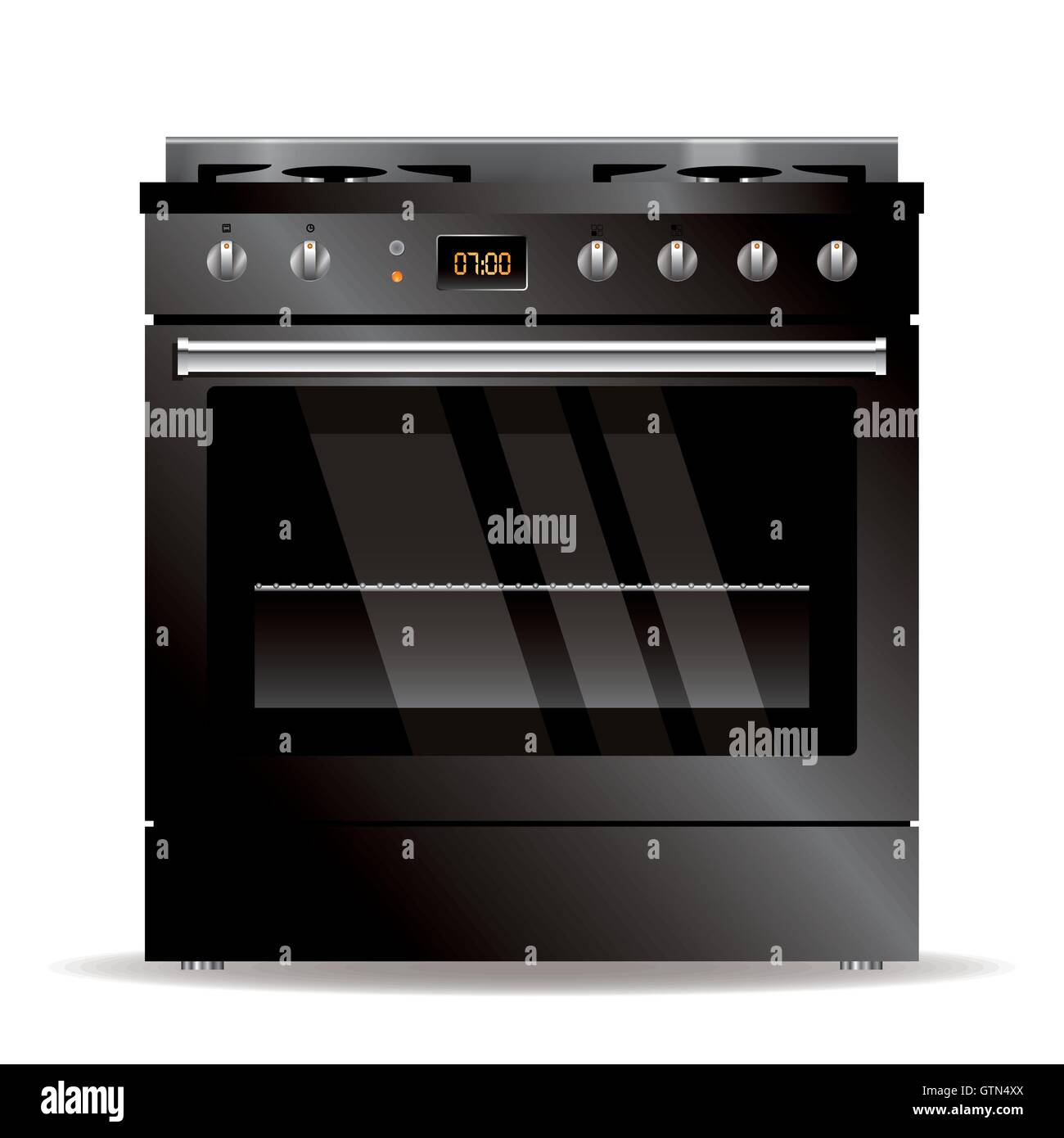 Four gaz vecteur appareil de cuisine design noir Illustration de Vecteur