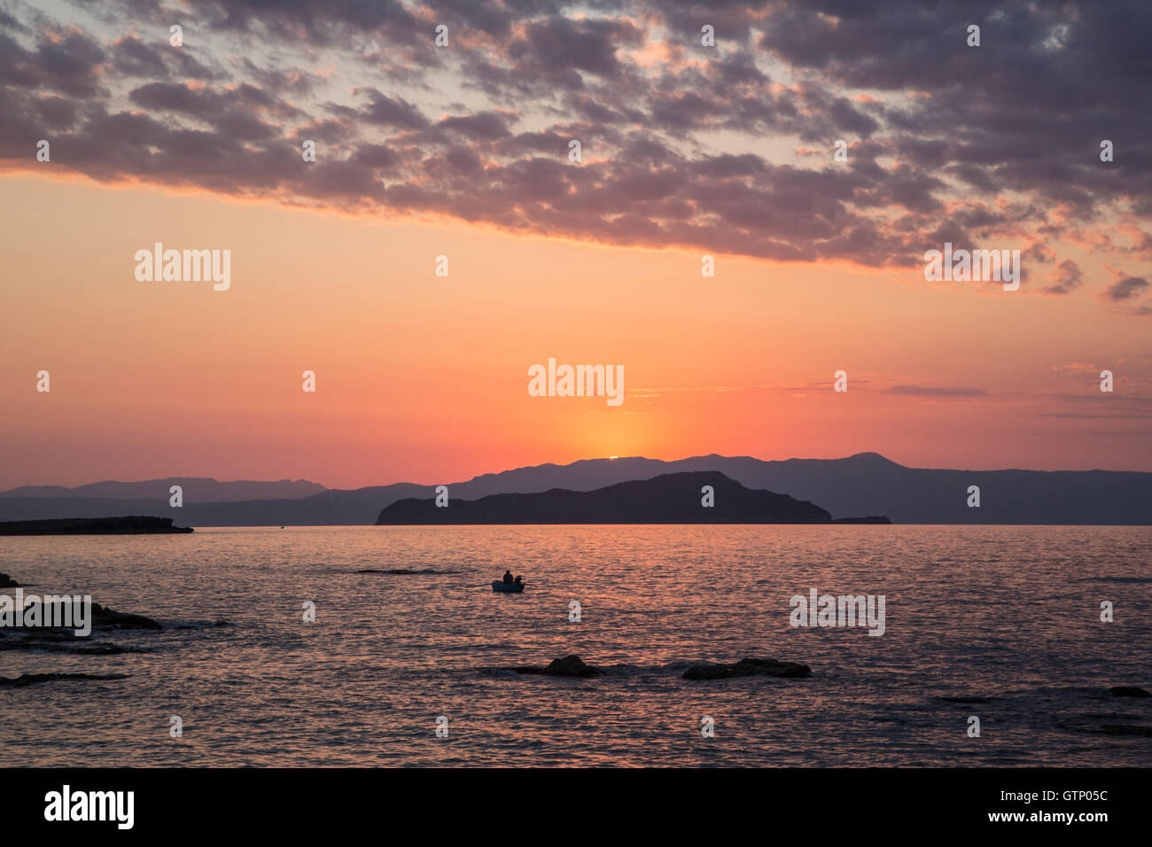 Lever du soleil sur le port de La Canée, Crète, Grèce, Europe Banque D'Images