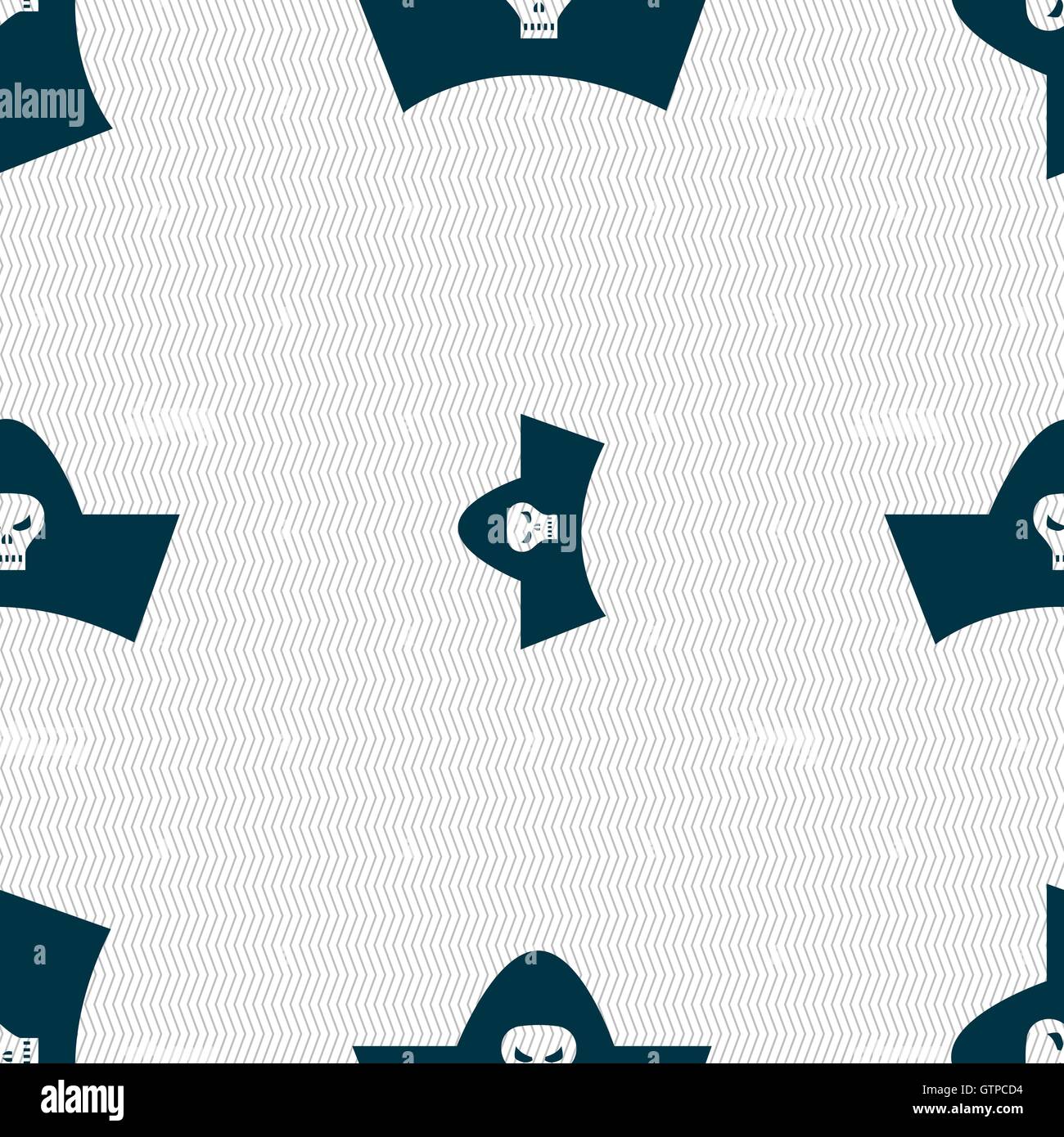 Chapeau de pirate noir avec tête de mort signe l'icône. Motif géométrique transparente avec la texture. Vector Illustration de Vecteur Chapeau de pirate noir avec tête de mort signe l'icône. Motif géométrique transparente avec la texture. Vector Illustration de Vecteur