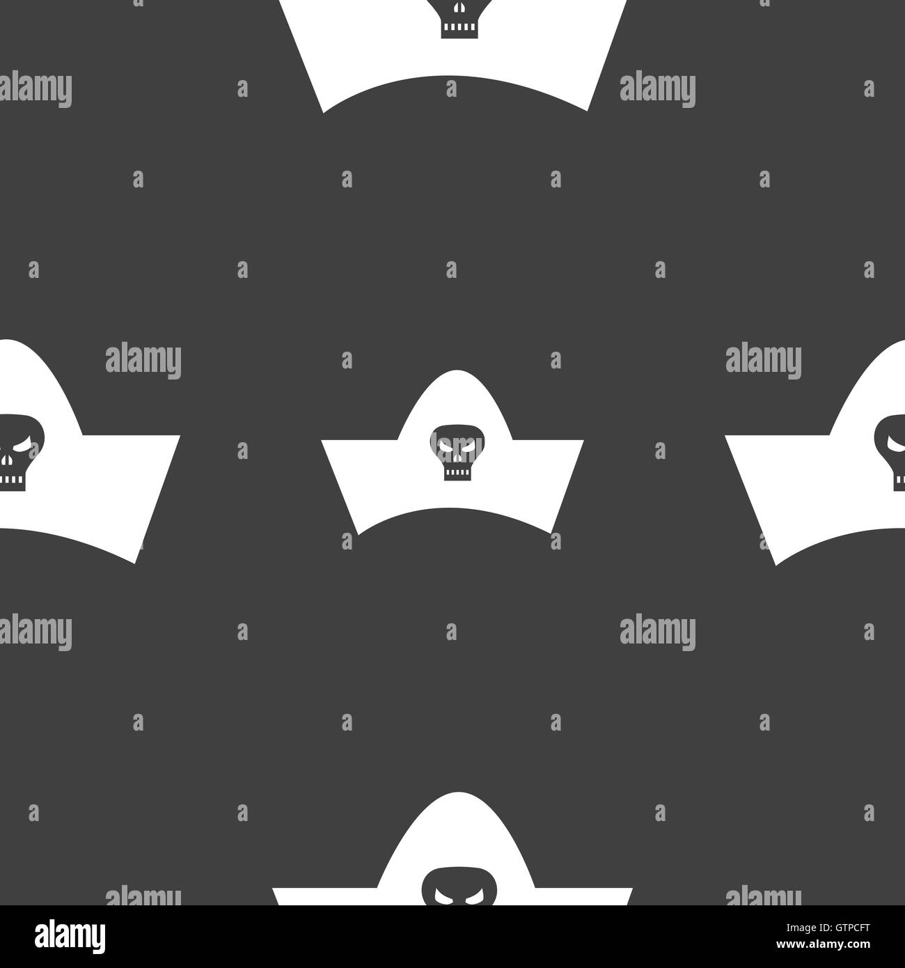 Chapeau de pirate noir avec tête de mort signe l'icône. Motif transparente sur un fond gris. Vector Illustration de Vecteur Chapeau de pirate noir avec tête de mort signe l'icône. Motif transparente sur un fond gris. Vector Illustration de Vecteur