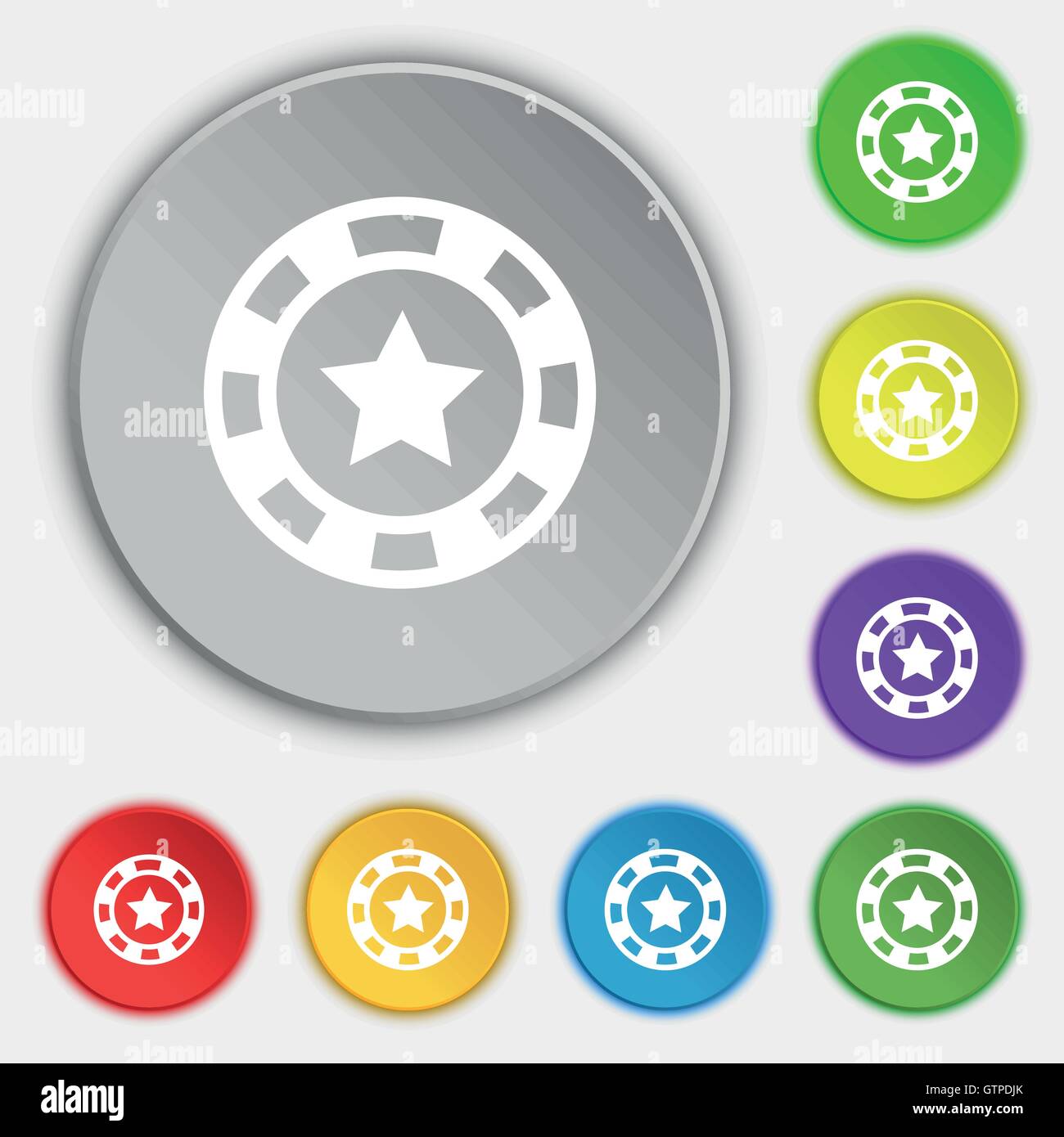 L'icône Casino signe. Symbole sur huit boutons plats. Vector Illustration de Vecteur