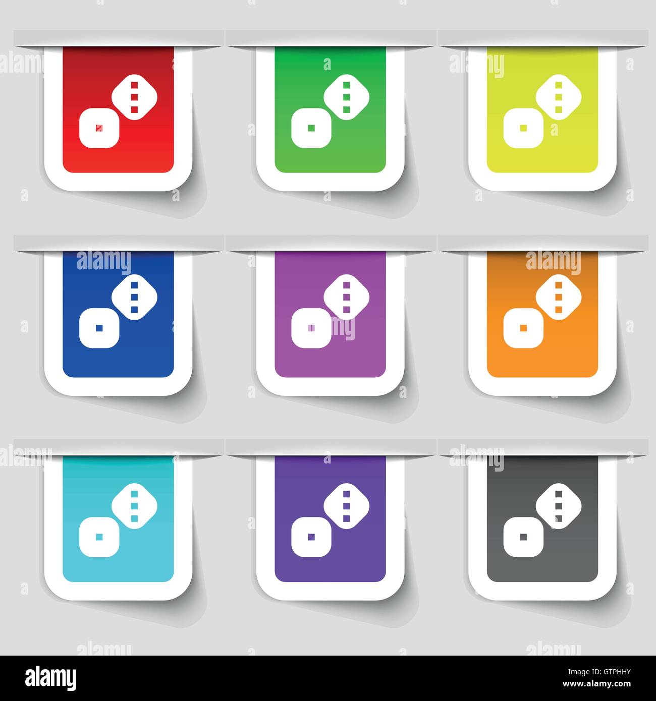 L'icône de cubes dés signe. Ensemble d'étiquettes modernes multicolores pour votre conception. Vector Illustration de Vecteur