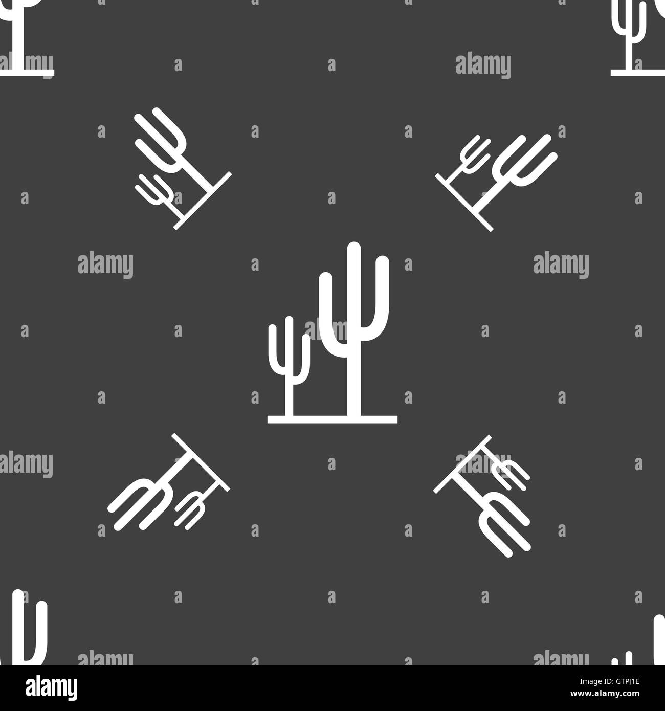 Icône Cactus signe. Motif transparente sur un fond gris. Vector Illustration de Vecteur