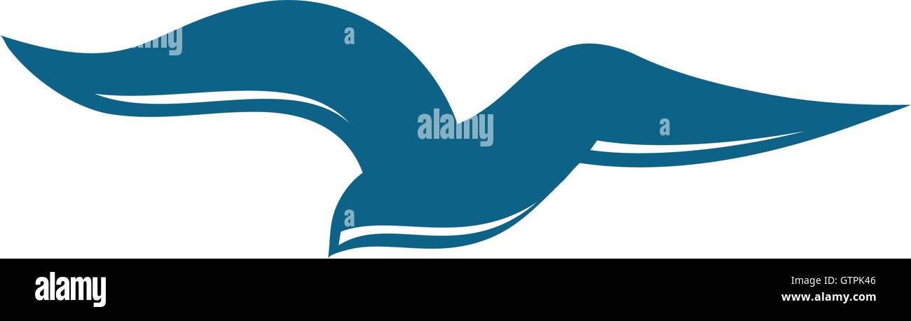 Modèle de conception de logo d'oiseaux. Illustration vecteur de goélands. Abstract, silhouette, télévision oiseau stylisé. Logo couleur bleu modèle. Illustration de Vecteur