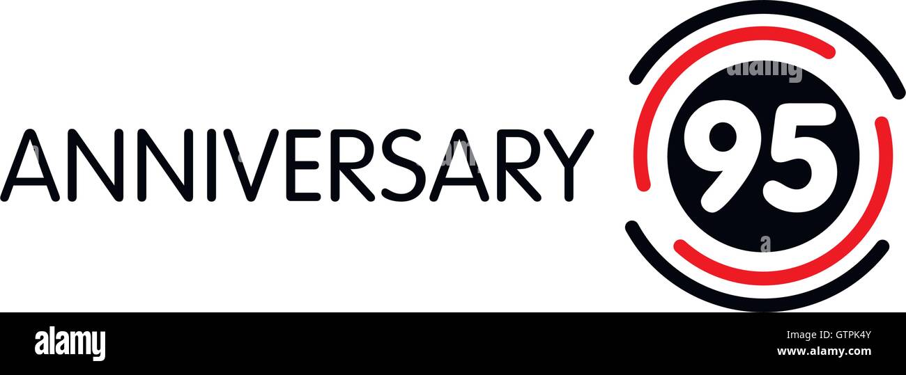 Anniversaire insolite vecteur étiquette. Quatre-vingt-cinquième anniversaire symbole. 95 ans anniversaire logo abstrait. L'arc de cercle en cercle. 95e ju Illustration de Vecteur