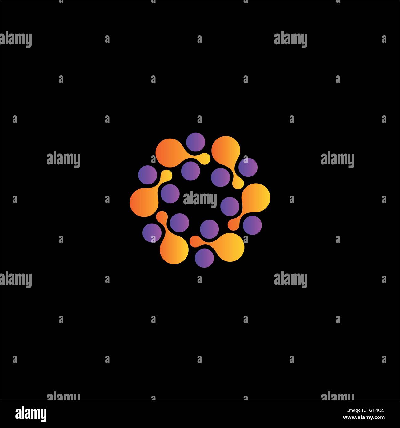 Orange isolé,fleur pourpre logo Vector. Logotype de la structure moléculaire. Illustration de Vecteur