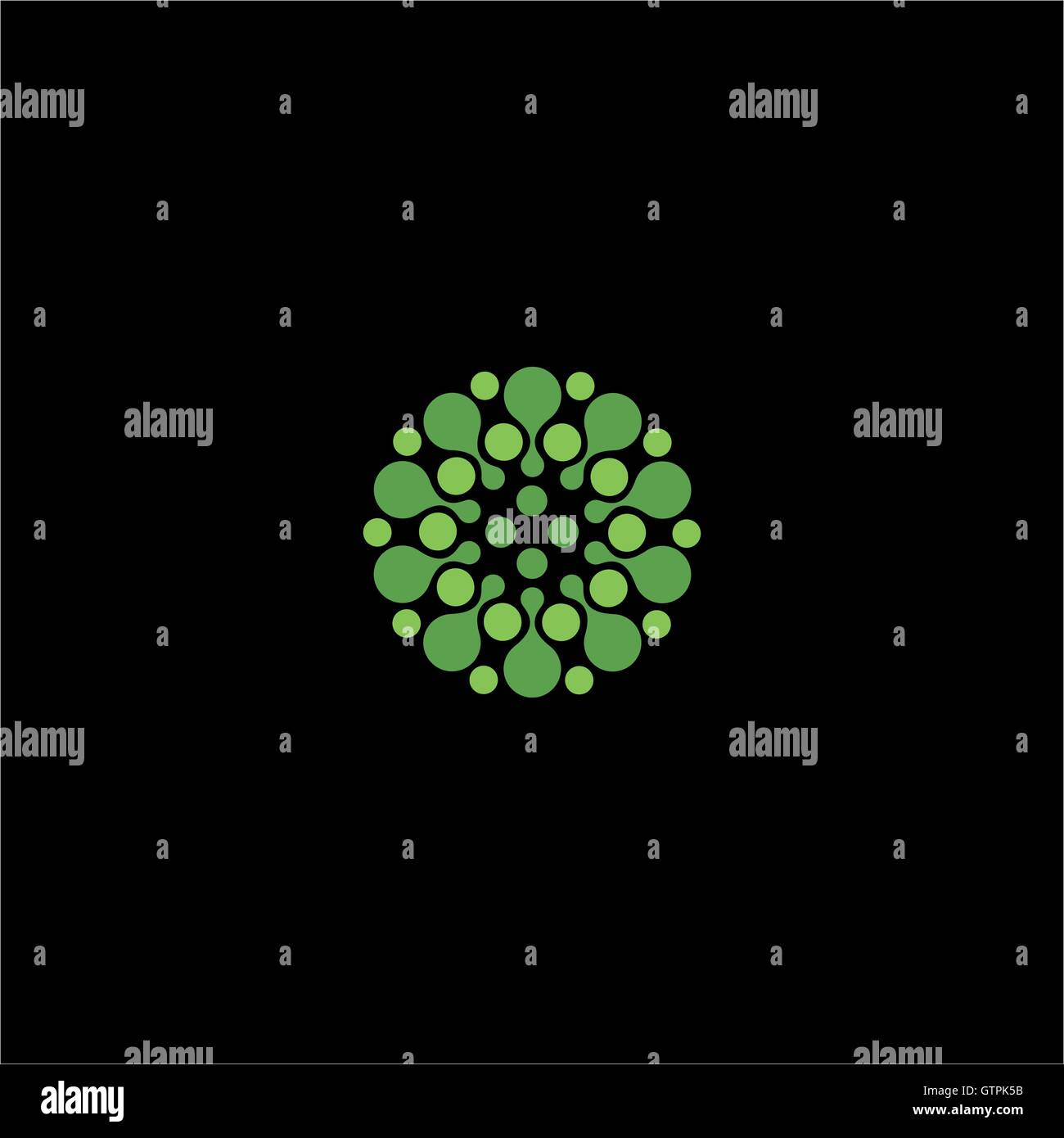 Fleur de couleur verte résumé isolés logo Vector. Logotype moléculaire ronde Illustration de Vecteur