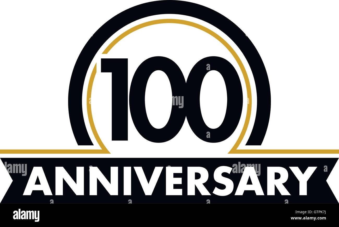 Anniversaire insolite vecteur étiquette. Symbole du centième anniversaire. 100 ans anniversaire logo abstrait. L'arc de cercle en cercle. 100e jub Illustration de Vecteur