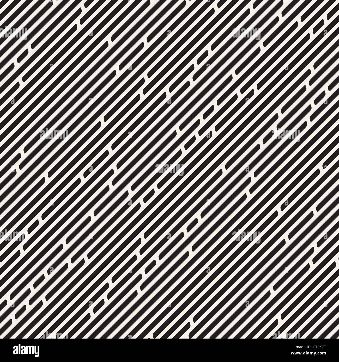 Seamless Vector noir et blanc motif de lignes de bord arrondi irrégulier Illustration de Vecteur