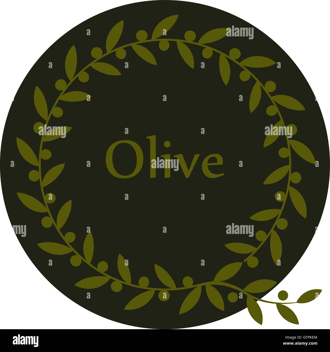 Rond vert olive branch isolés logo Vector. Forme Circlular. L'huile d'olive signe. Symbole de la paix. La mythologie grecque signe. P sain Illustration de Vecteur