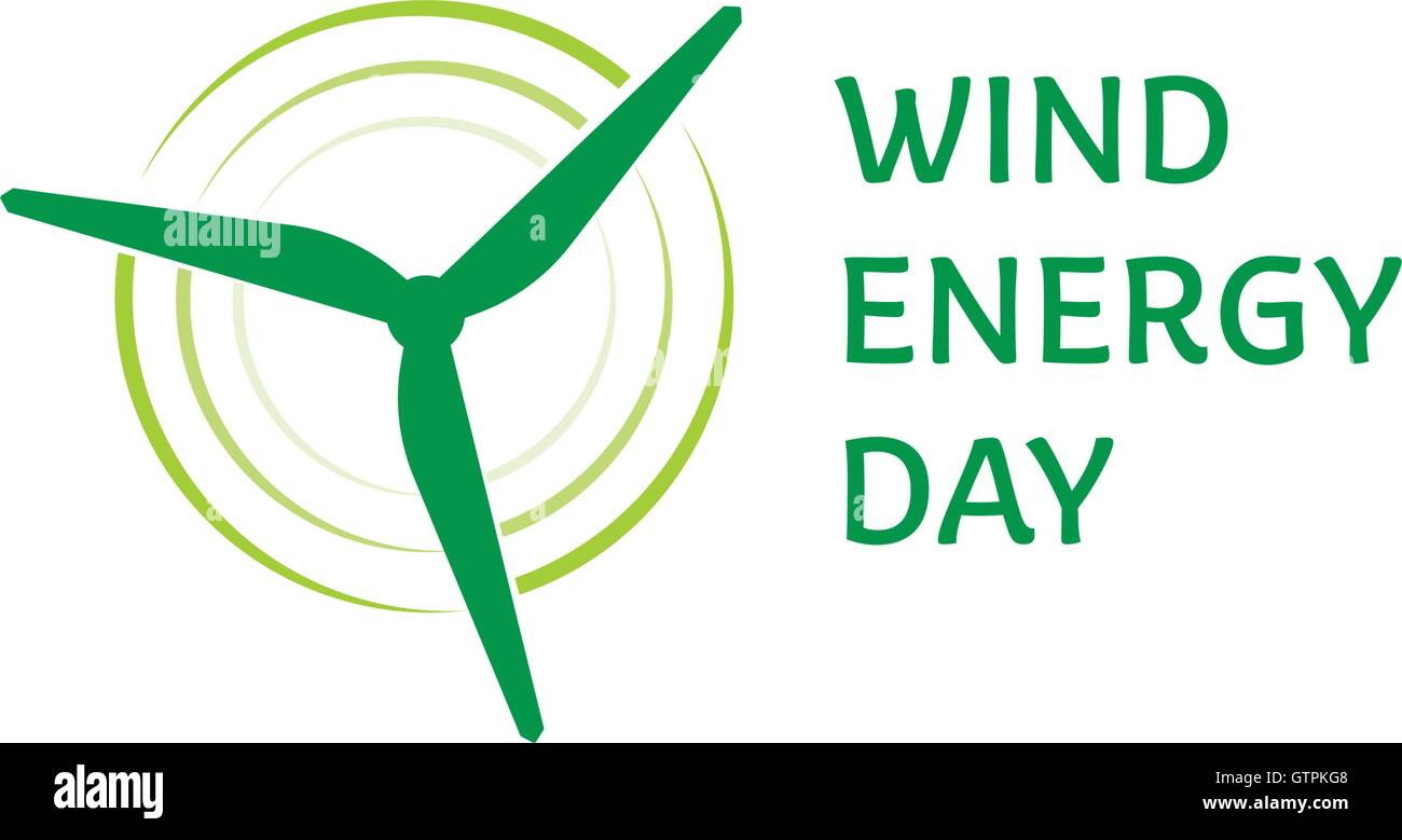 La journée de l'énergie éolienne. Logo abstrait vert. Logo de l'éolienne. Illustration de Vecteur
