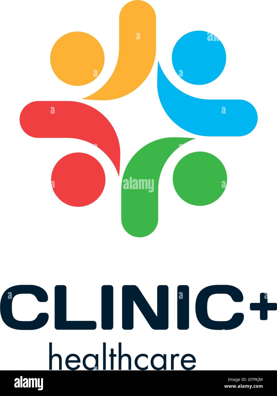 Croix colorées isolé logo Vector. Symbole médical clinique avec l'écriture. Personnes se tenant la main logotype. L'amitié et l'Union européenne malade Illustration de Vecteur